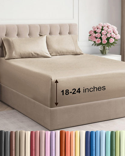 Extra Deep King Sheet Set - 4 Piece Breathable & Cooling - Antique White