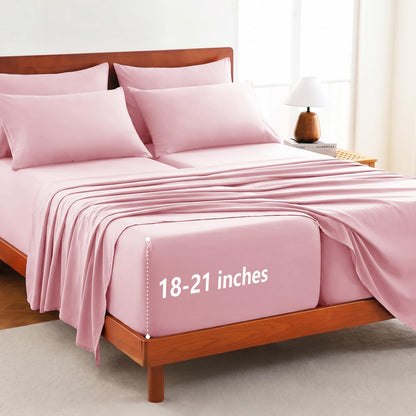 CozyLux King Size Sheets Set 6-Piece, 21-Inch Deep Pocket, Soft Feel