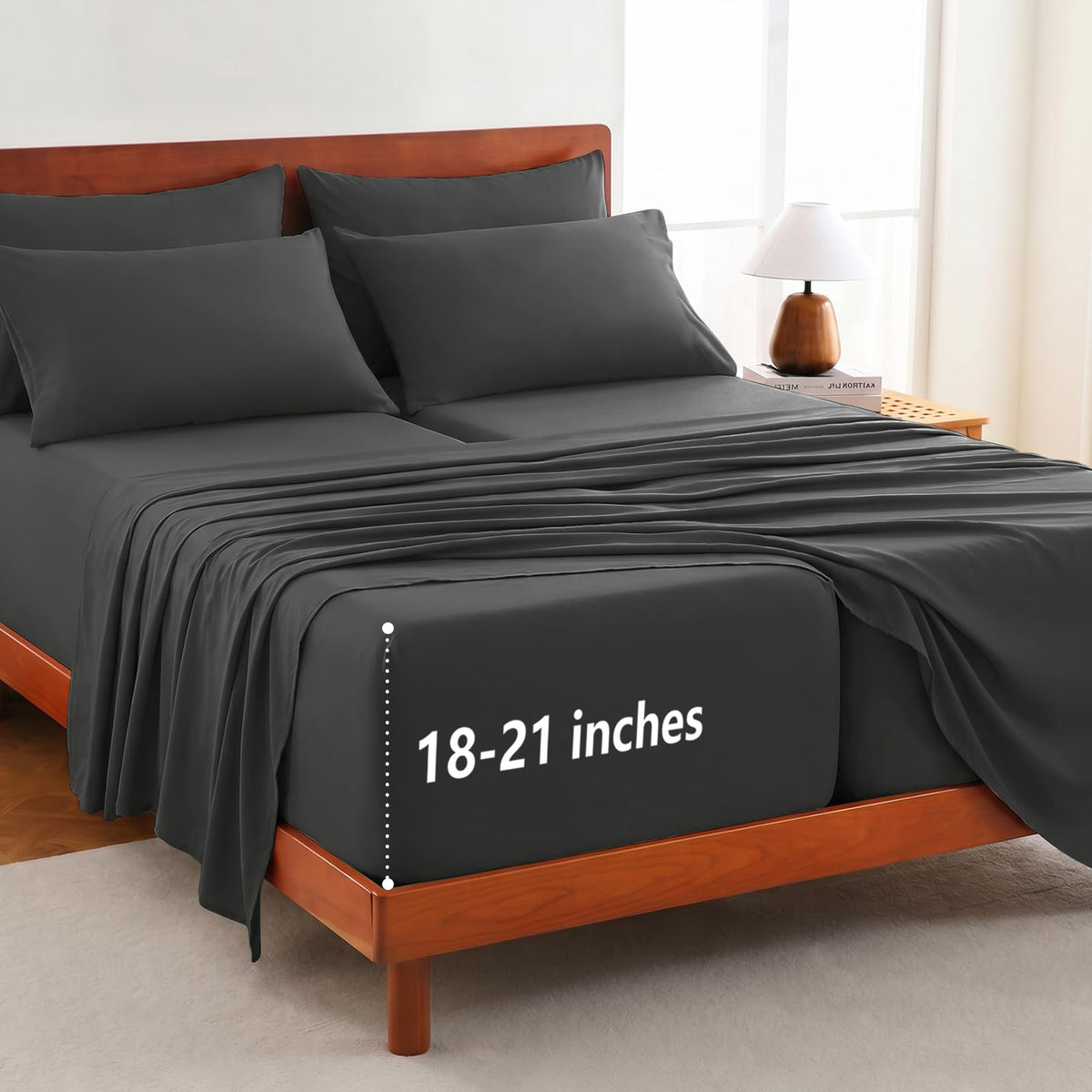 CozyLux King Size Sheets Set 6-Piece, 21-Inch Deep Pocket, Soft Feel
