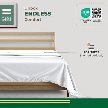 THREAD SPREAD 100% Organic Cotton King Flat Sheet - Percale Weave Cotton Flat Sheet Only (1 PC, White), Crisp, Cool, Strong & Breathable Lightweight Bed Linen Top Sheets, GOTS Certified Sheets