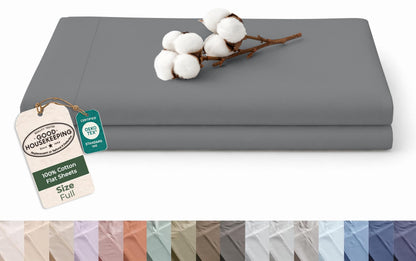Royale Linens 100% Organic Cotton Full Size Flat Sheet Only - Percale Top Sheets - Full Flat Sheet Sold Separately - Lightweight & Super Soft 100% Cotton White Bed Sheets Only (81" x 96", White)