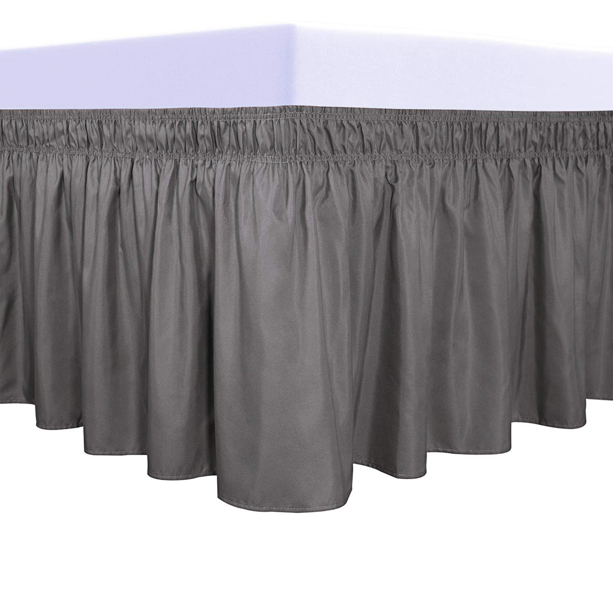 PureFit Wrap Around Ruffled Bed Skirt, White, Queen/King - 18" Drop