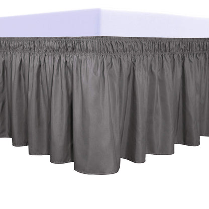 PureFit Wrap Around Ruffled Bed Skirt, White, Queen/King - 18" Drop