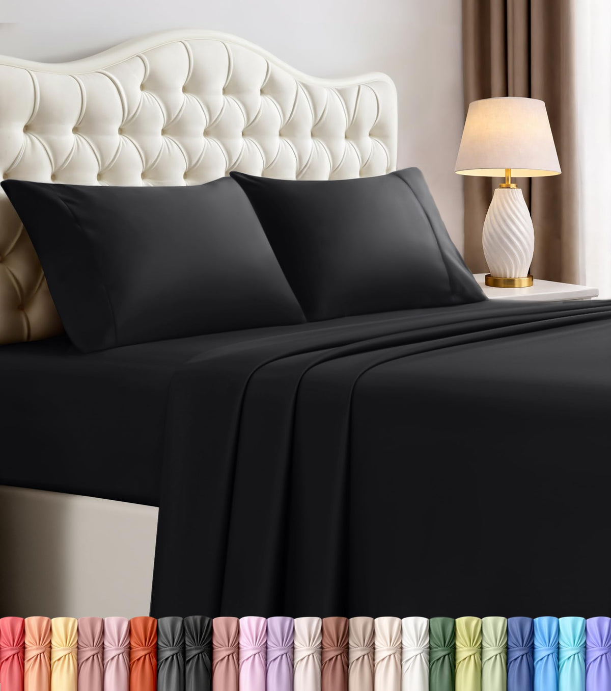 Queen Sheets Set, 4 Pieces 16" Deep Pocket Hotel Luxury Bed Sheets, Grey