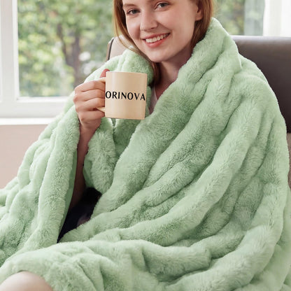 ORINOVA Pink Fluffy Double Sided Blanket for Couch Living Room Faux Fur 50x60 Fuzzy Throw No Shed Blanket for Bed Soft Furry Bed Cozy Comforter Home Decor Gifts 860 GSM