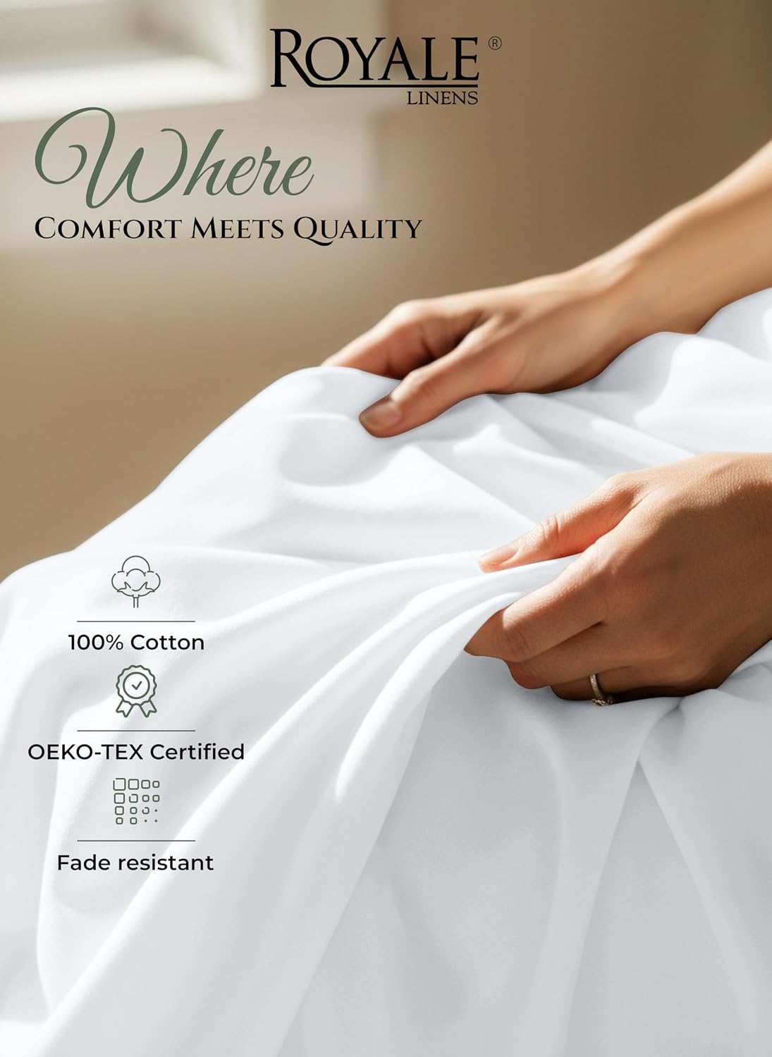 Royale Linens 100% Organic Cotton Full Size Flat Sheet Only - Percale Top Sheets - Full Flat Sheet Sold Separately - Lightweight & Super Soft 100% Cotton White Bed Sheets Only (81" x 96", White)