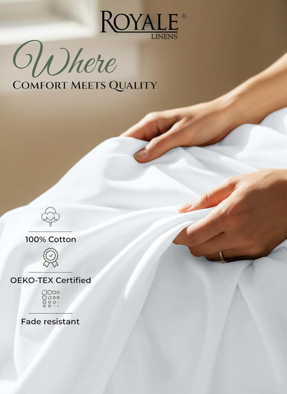 Royale Linens 100% Organic Cotton Full Size Flat Sheet Only - Percale Top Sheets - Full Flat Sheet Sold Separately - Lightweight & Super Soft 100% Cotton White Bed Sheets Only (81" x 96", White)