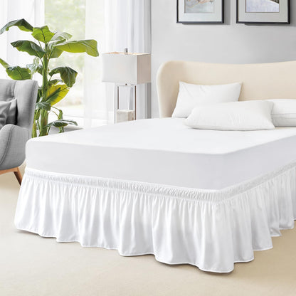 FreshCulture Queen Bed Skirt, Elastic Wrap Around Bed Skirt Queen Size, Bed Skirts for Adjustable Bed, Easy Fit with 15-Inch Tailored Drop, Hotel Quality Dust Ruffle for Queen Bed (Sage Green)