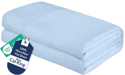 Royale Linens Queen Flat Sheet - Ultra Soft Brushed 1800 Microfiber Flat Sheets Only - Wrinkle Free & Stain Resistant - Hotel Quality Top Sheet for Bed (Queen, White)
