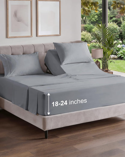 Extra Deep King Sheet Set - 4 Piece Breathable & Cooling - Antique White