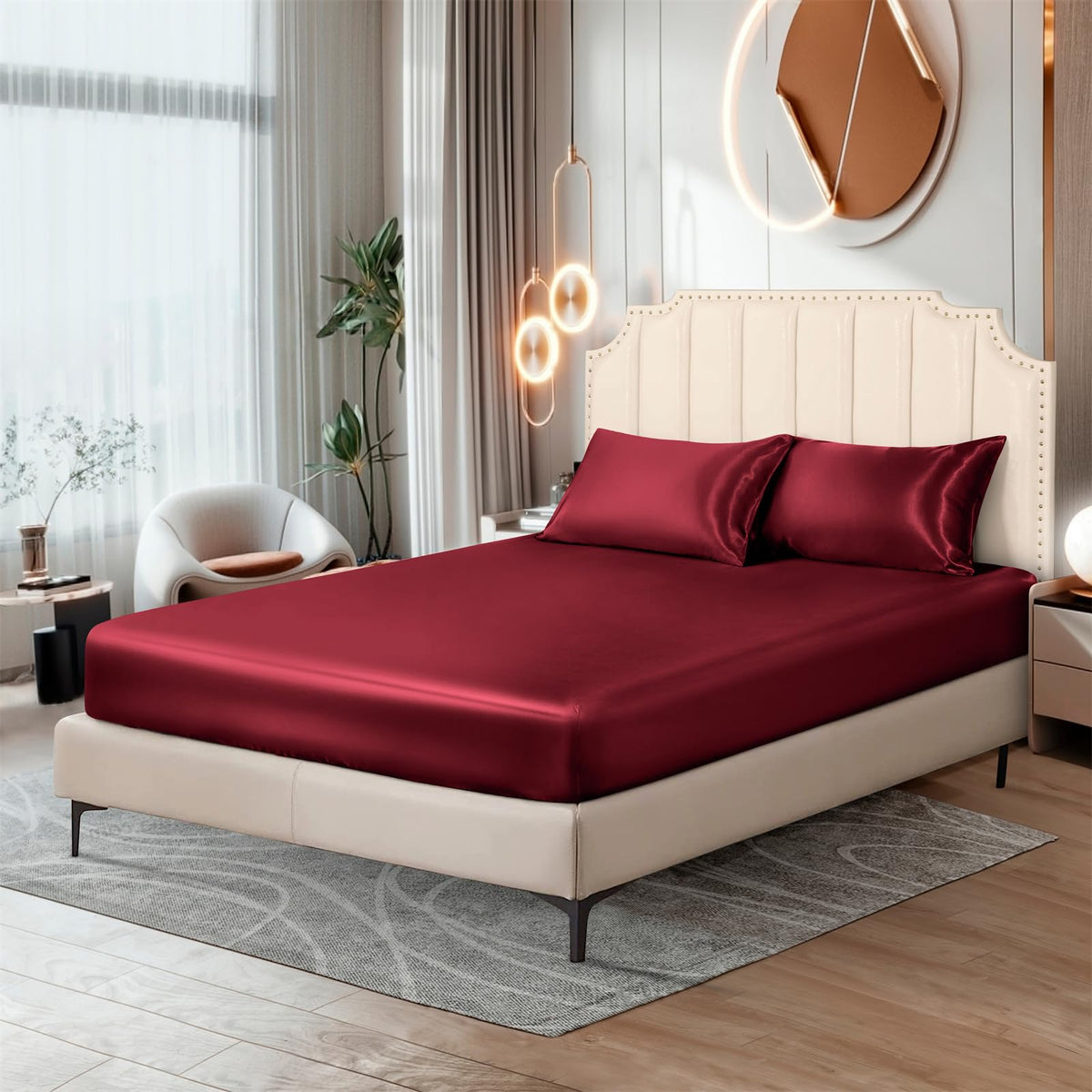 Ersmak Satin Flat Sheet Only, Single Flat Sheet Twin, Luxury & Ultra Soft Silky Bedding Top Sheet for Twin Mattress - Emerald Green