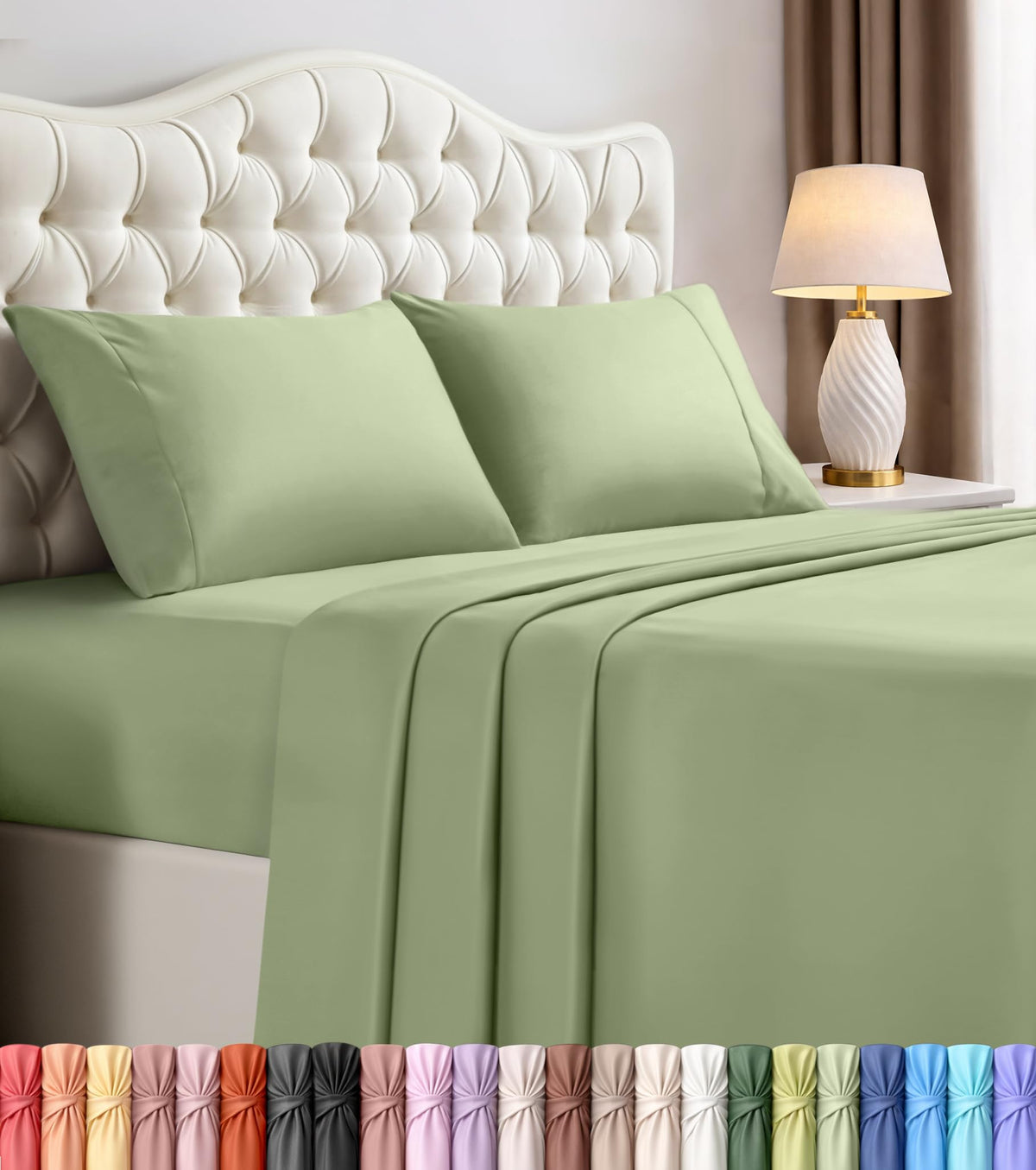Queen Sheets Set, 4 Pieces 16" Deep Pocket Hotel Luxury Bed Sheets, Grey