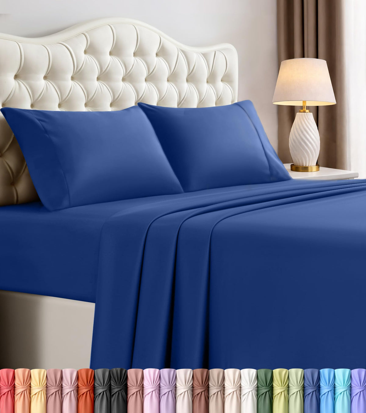 Queen Sheets Set, 4 Pieces 16" Deep Pocket Hotel Luxury Bed Sheets, Grey