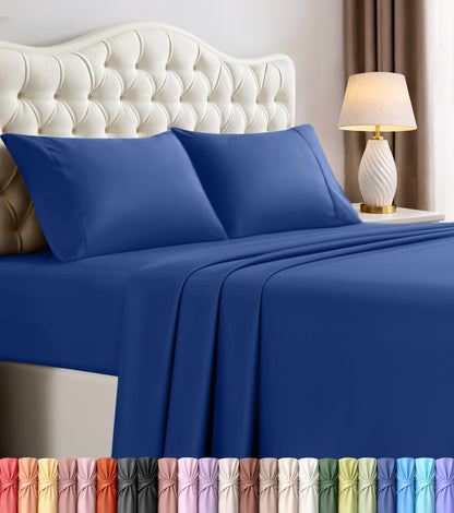 Queen Sheets Set, 4 Pieces 16" Deep Pocket Hotel Luxury Bed Sheets, Grey