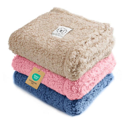 1 Pack 3 Calming Blankets Fluffy Premium Fleece Pet Blanket Soft Sherpa Throw for Dog Puppy Cat Beige Small (23" x16'')