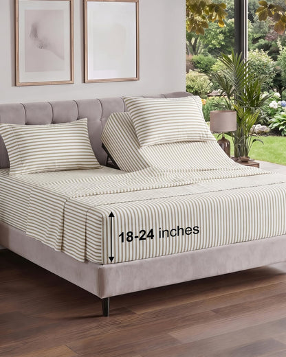 Extra Deep King Sheet Set - 4 Piece Breathable & Cooling - Antique White