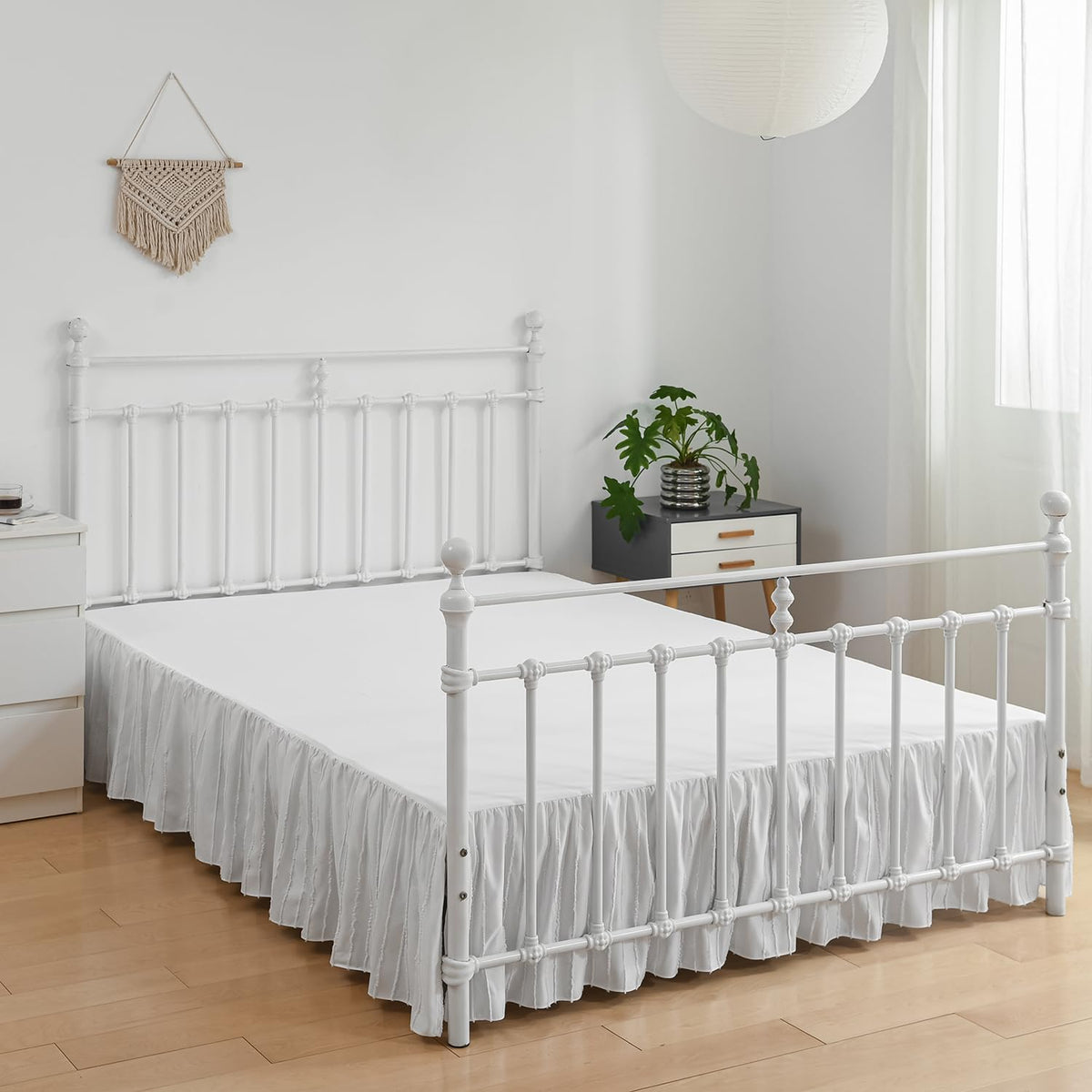 Bed Skirt Full Size, Ruffled Bed Skirts 14 Inch Drop, White