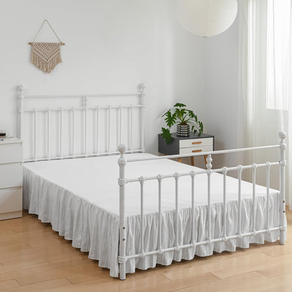 Bed Skirt Full Size, Ruffled Bed Skirts 14 Inch Drop, White