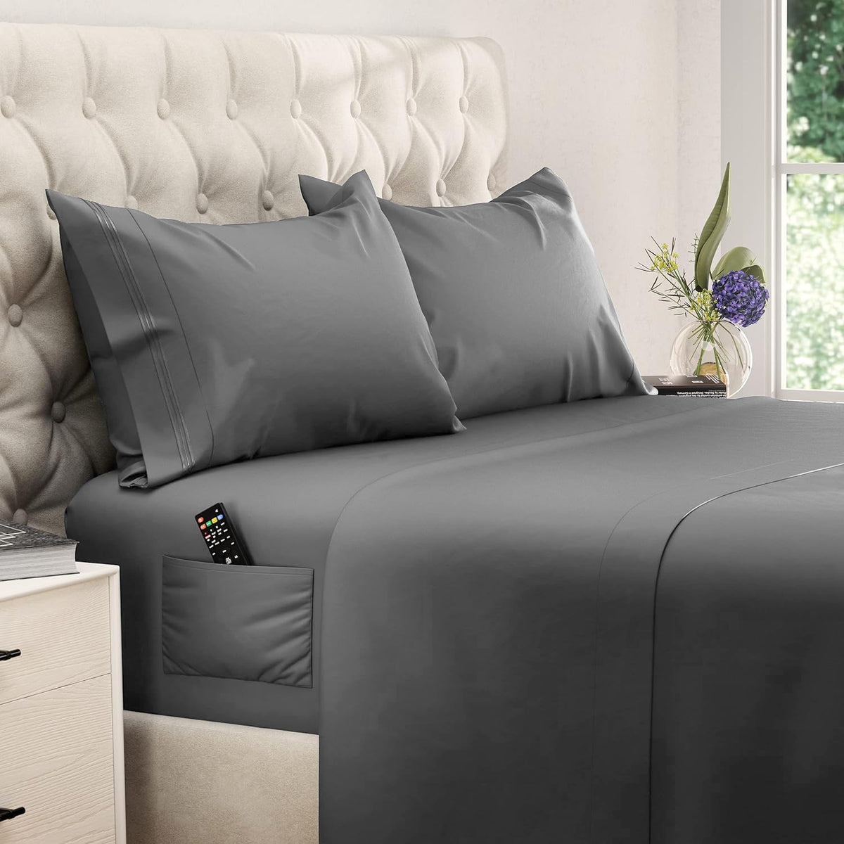DREAMCARE King Size Sheets Set - King - Extra Deep - Gray