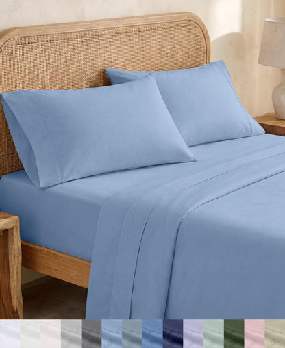 California Design Den 100% Organic Cotton Queen Bed Sheet Set, Olive Green