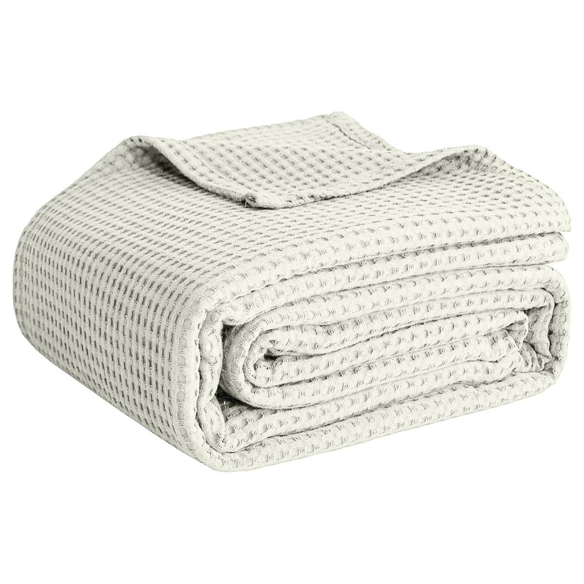 100% Cotton Blankets for Bed - Waffle Weave Blankets for Summer, Lightweight and Breathable Soft Woven Blanket for Spring (Dark Grey, Queen (90" x 90"))