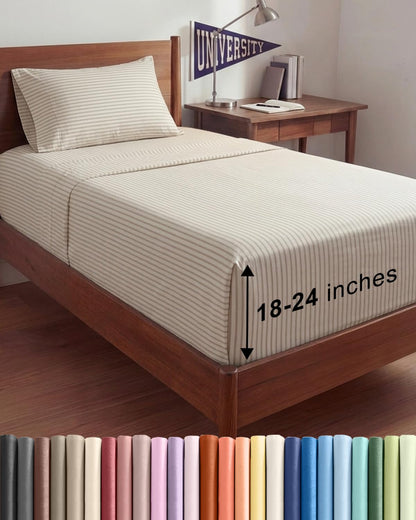 Extra Deep King Sheet Set - 4 Piece Breathable & Cooling - Antique White