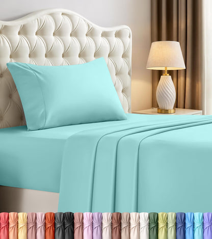 Queen Sheets Set, 4 Pieces 16" Deep Pocket Hotel Luxury Bed Sheets, Grey