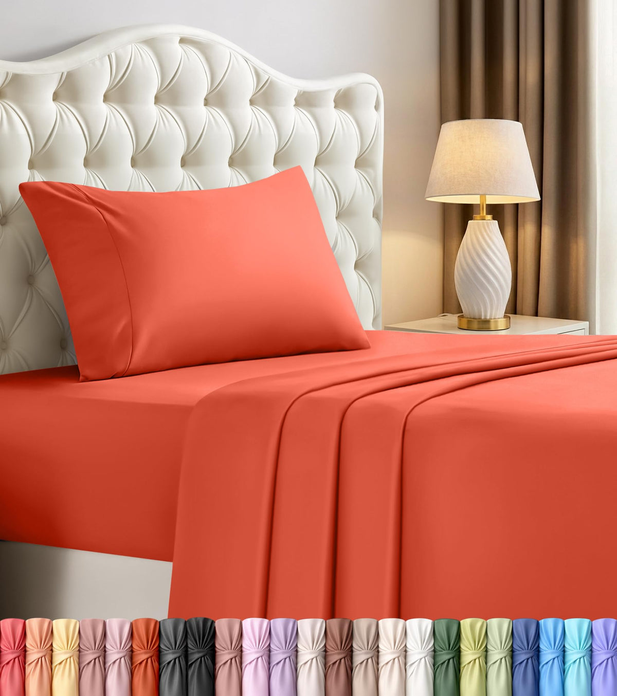Queen Sheets Set, 4 Pieces 16" Deep Pocket Hotel Luxury Bed Sheets, Grey