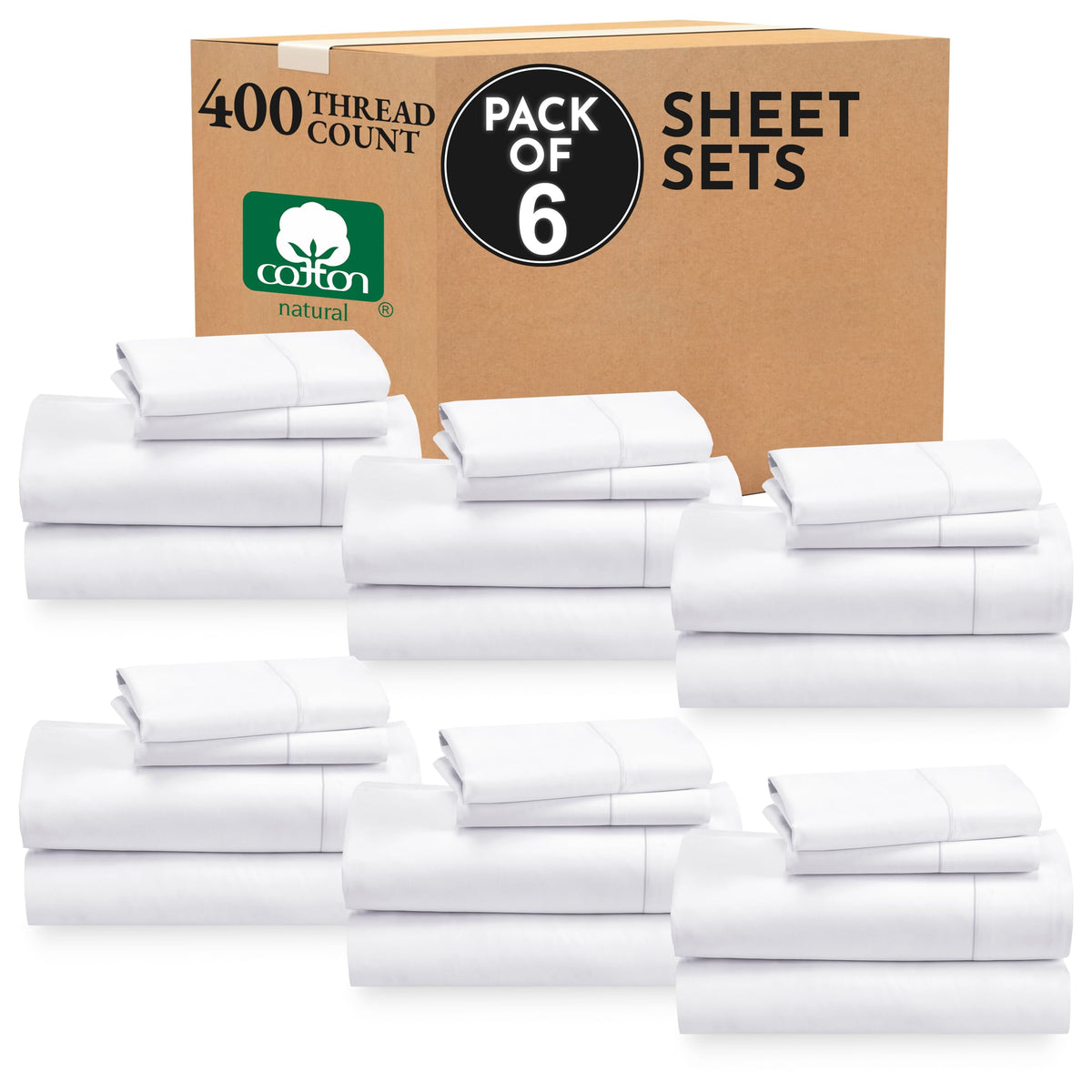 California Design Den Soft 100% Cotton Sateen Queen Bed Sheets Set, White