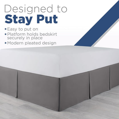 Martex Queen Size 21” Bed Skirt | Pleated Bed Skirt | Easy Fit Bed Skirts | Microfiber Bed Skirt | 21 Inch Drop | Hotel Quality Bedskirt | Gray