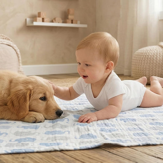 GLLQUEN BABY Muslin Swaddle Blankets for Newborn Boys, Large 40''x38''