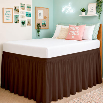 Cottington Lane Ruffled Dorm Room Bed Skirt Twin XL 30 Inch Drop, White