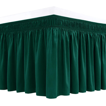 Wrap Around Queen Size Bed Skirt 15" Drop-Elastic Dust Ruffle Light Camel