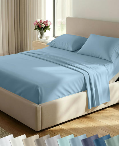 California Design Den Soft 100% Cotton Sateen Queen Bed Sheets Set, White