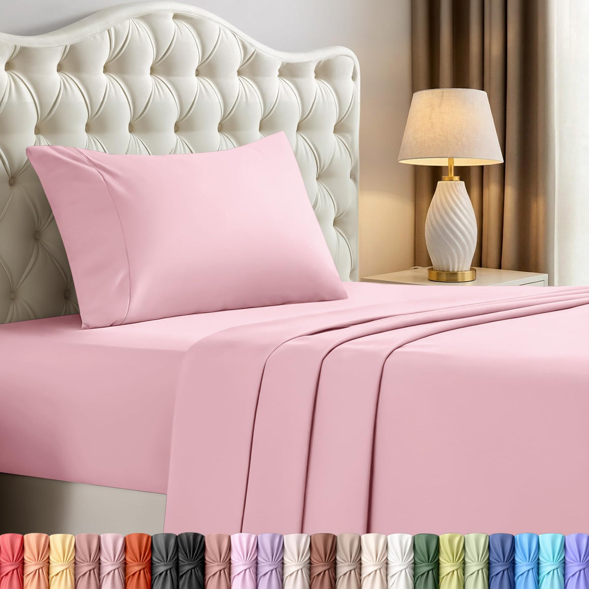 Queen Sheets Set, 4 Pieces 16" Deep Pocket Hotel Luxury Bed Sheets, Grey