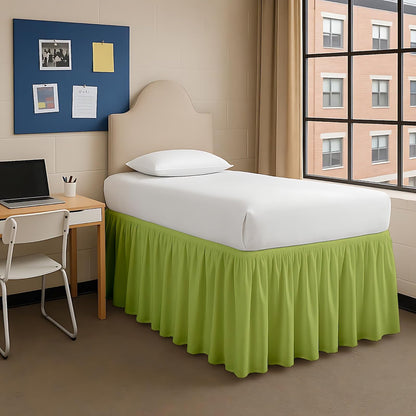 Mattress-Homes College Dorm Bed Skirt Twin XL, 42 Inch Drop Extra Long Bed Skirt, Split Corner Tailored Dust Ruffle, Premium Brushed Microfiber, Wrinkle Resistant, White