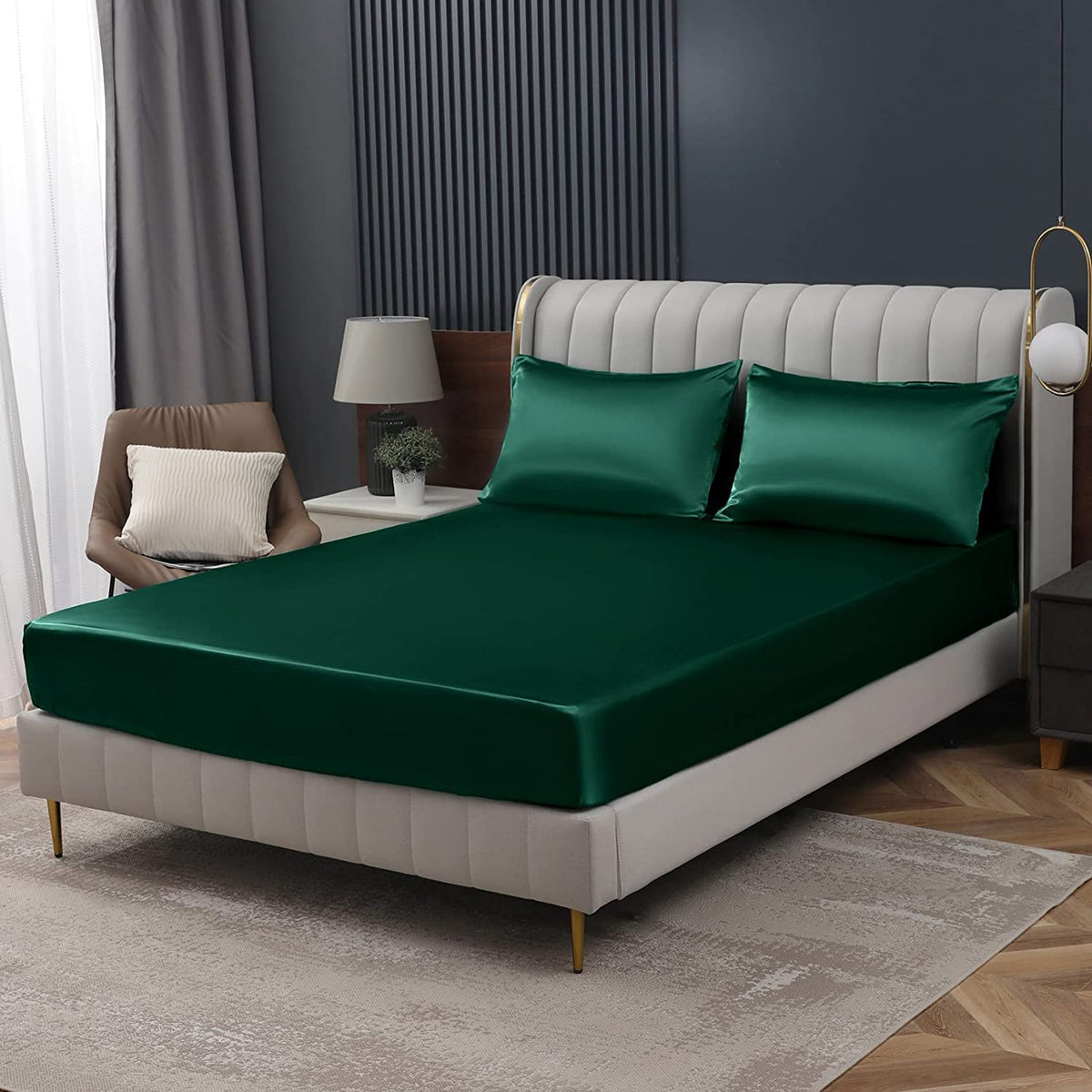 Homiest Black Satin Flat Sheet, Full Silky Bed Top Sheet Only