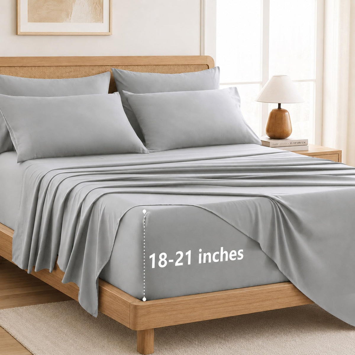 CozyLux King Size Sheets Set 6-Piece, 21-Inch Deep Pocket, Soft Feel