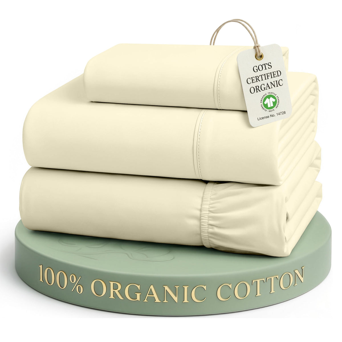 LANE LINEN Queen Sheets 100% Organic Cotton 4pc Percale Cooling - White