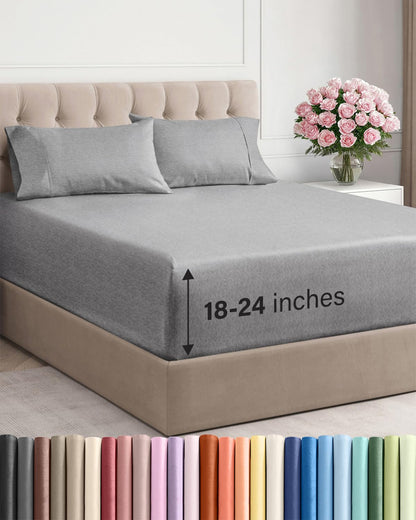 Extra Deep King Sheet Set - 4 Piece Breathable & Cooling - Antique White