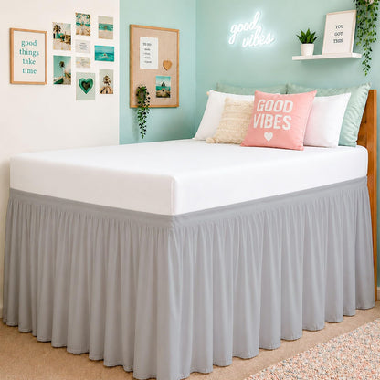 Cottington Lane Ruffled Dorm Room Bed Skirt Twin XL 30 Inch Drop, White