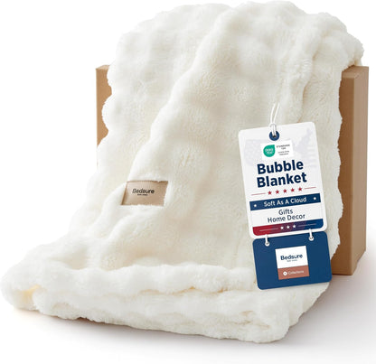 Bedsure Cloud Bubble Blanket, Soft Cozy Throw, Off White, 50"×60"