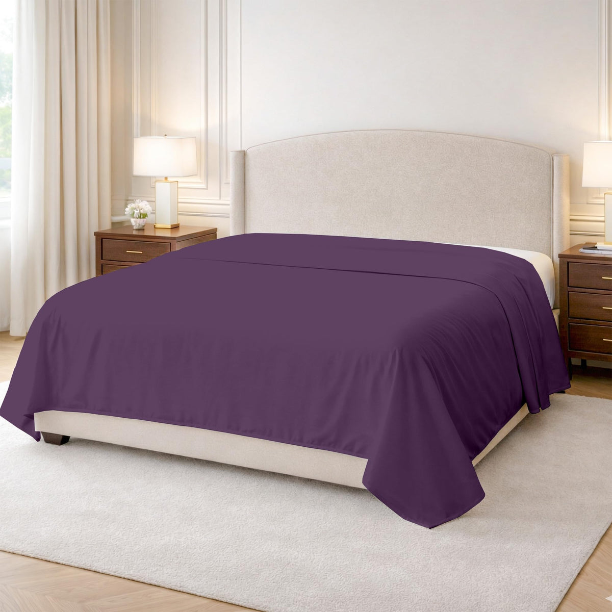 Kotton Culture 100% Egyptian Cotton 1 Pc Flat Sheet - 600 Thread Count, Soft and Crisp, Breathable, Top Sheet Only, Ultra Premium Sateen Weave Queen Bed Sheets, Cotton Flat Sheet (Chocolate)