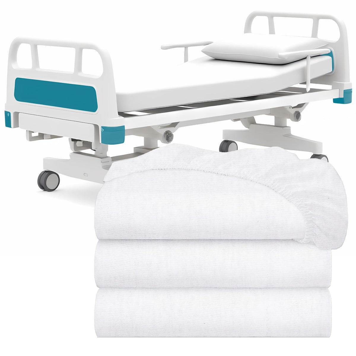 White Classic Twin Flat Sheets 3 Pack, White Cotton Flat Bed Sheet 66x104 Inches, 200 Thread Count Hospital Bed Sheets