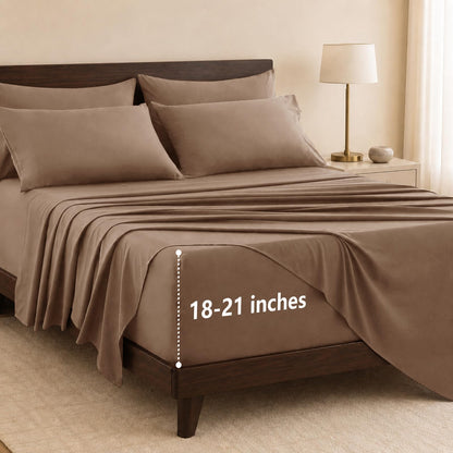 CozyLux King Size Sheets Set 6-Piece, 21-Inch Deep Pocket, Soft Feel