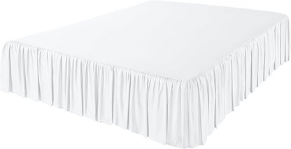 Amazon Basics Lightweight Ruffled Bed Skirt, Machine Washable, Wrinkle Resistant, Classic Style, Soft 100% Microfiber With 16" Drop, King, Bright White