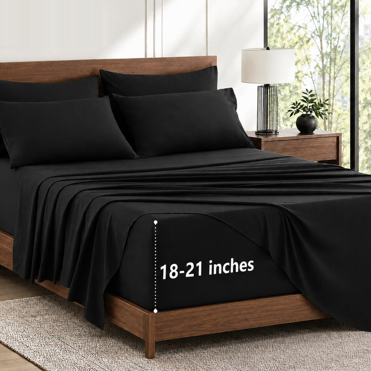CozyLux King Size Sheets Set 6-Piece, 21-Inch Deep Pocket, Soft Feel