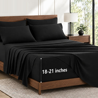 CozyLux King Size Sheets Set 6-Piece, 21-Inch Deep Pocket, Soft Feel