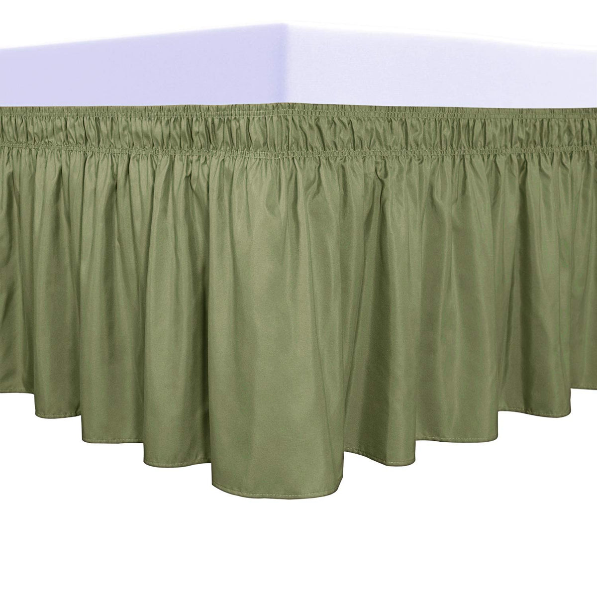 PureFit Wrap Around Ruffled Bed Skirt, White, Queen/King - 18" Drop