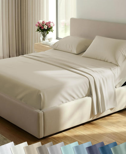 California Design Den Soft 100% Cotton Sateen Queen Bed Sheets Set, White